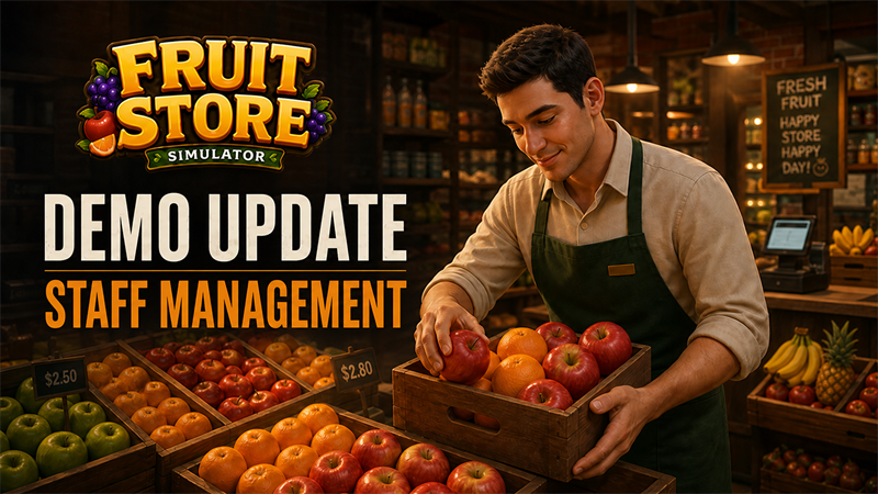 MetaMata_S's tweet photo. Fruit Store Simulator Demo Update 🍋
Hire and train staff to get work done
#indiedev  #indiegame https://t.co/vIT1xnOO37