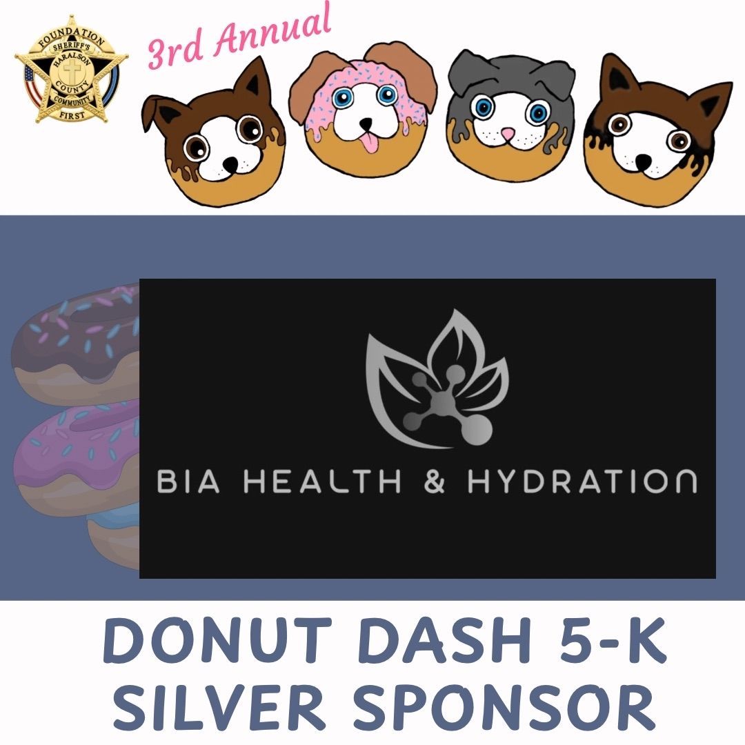 HaralsonSheriff's tweet photo. We would like to thank BIA Health & Hydration for being a Silver Sponsor for the Haralson Sheriff Foundation’s 3rd annual Donut Dash 5K that benefits kids programs!
#DonutDash5K
#BIAHealth&Hydration
#KidsPrograms
#SilverSponsor
#ThankYou
#HSF
#HCSO https://t.co/r9lSHZuLfh