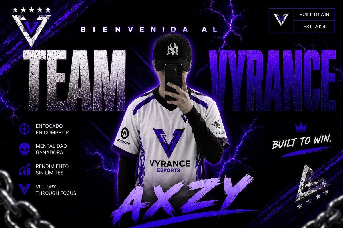 VyranceGG's tweet photo. Un nuevo capítulo comienza. 💜⚡️
Damos la bienvenida oficialmente a nuestro nuevo integrante a VYRANCE Esports.

Mucho trabajo, disciplina y hambre de competir.
Bienvenido al equipo. Let’s build something great. 🏆

#VYRANCE #VYRANCEEsports #BuiltToWin #Warzone #Esports https://t.co/4ciMvhjTHk