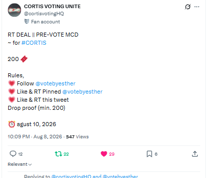 eomucy's tweet photo. @cortisvotingHQ @votebyesther for #CORTIS https://t.co/swfN8aPbcu