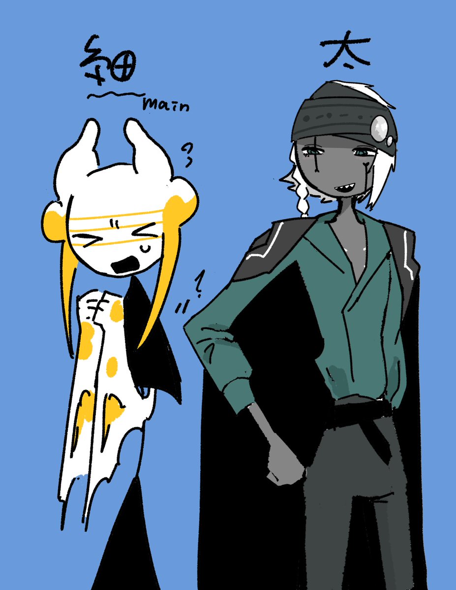utu_zin's tweet photo. #太棒細棒描き比べましょ
細棒キャラのチョイスを間違えた気がしなくもない……（右は珍しく太棒で作ったキャラクターなのである） https://t.co/k4C1hK2IHx
