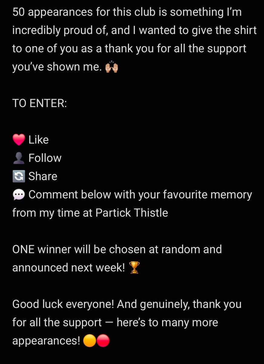 Alex_Samuel95's tweet photo. 🎉 50TH APPEARANCE GIVEAWAY! 👕⚽️ @PartickThistle https://t.co/kWloiB1j4y