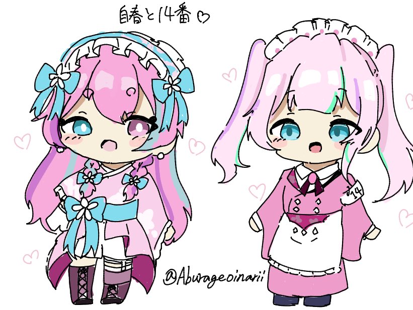 Aburageoinarii's tweet photo. グさんの絵チャにお邪魔してきました～！！！14番と蕾花です🫶 https://t.co/KWMERvnXGx