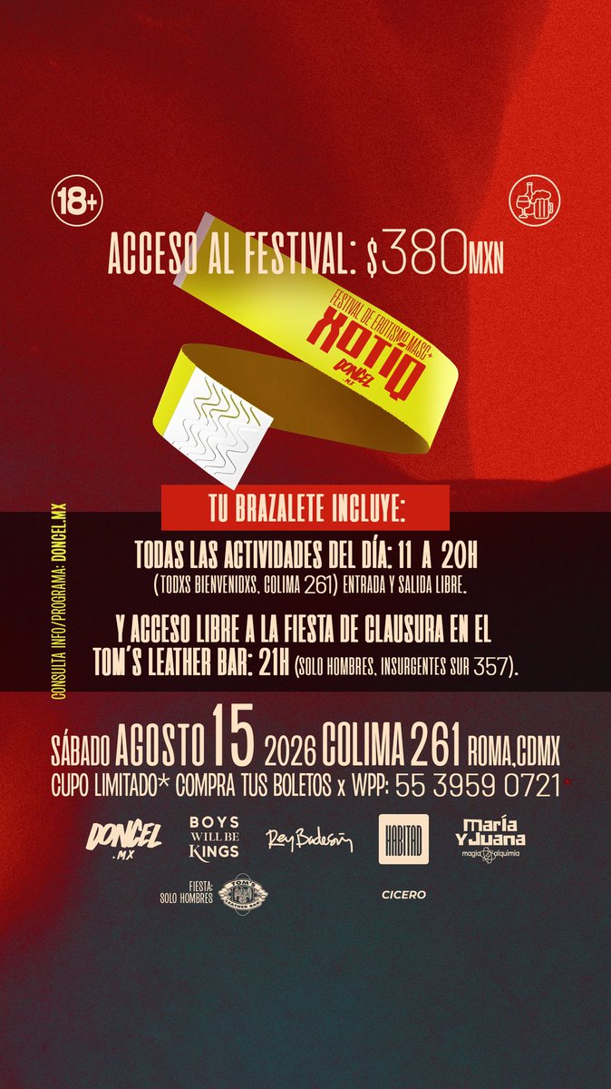 DONCEL_mx's tweet photo. 🔥FESTIVAL XOTÍQ DONCEL🔥
¡Cupo limitado, compra tus boletos ya!
🔞 Todo el programa, boletos e info: https://t.co/uxsgmnK4sG https://t.co/AzEpDtT5yN