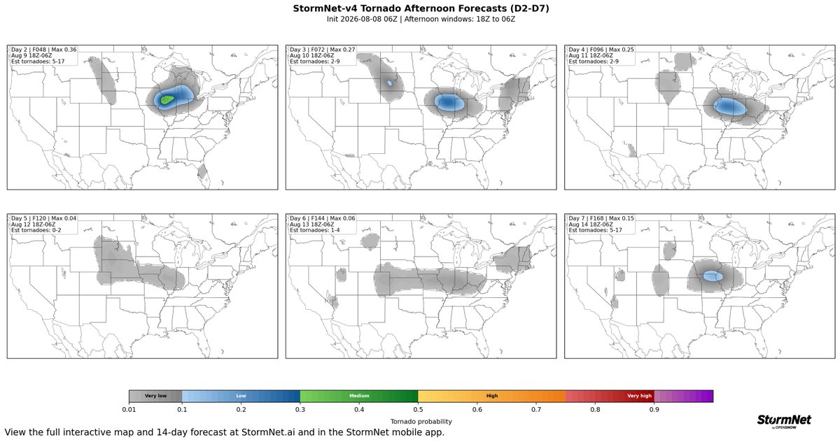 StormNetWx's tweet photo. Severe storms are possible over the next 7 days. Here's the latest StormNet tornado forecast: https://t.co/lJKFACZBxe