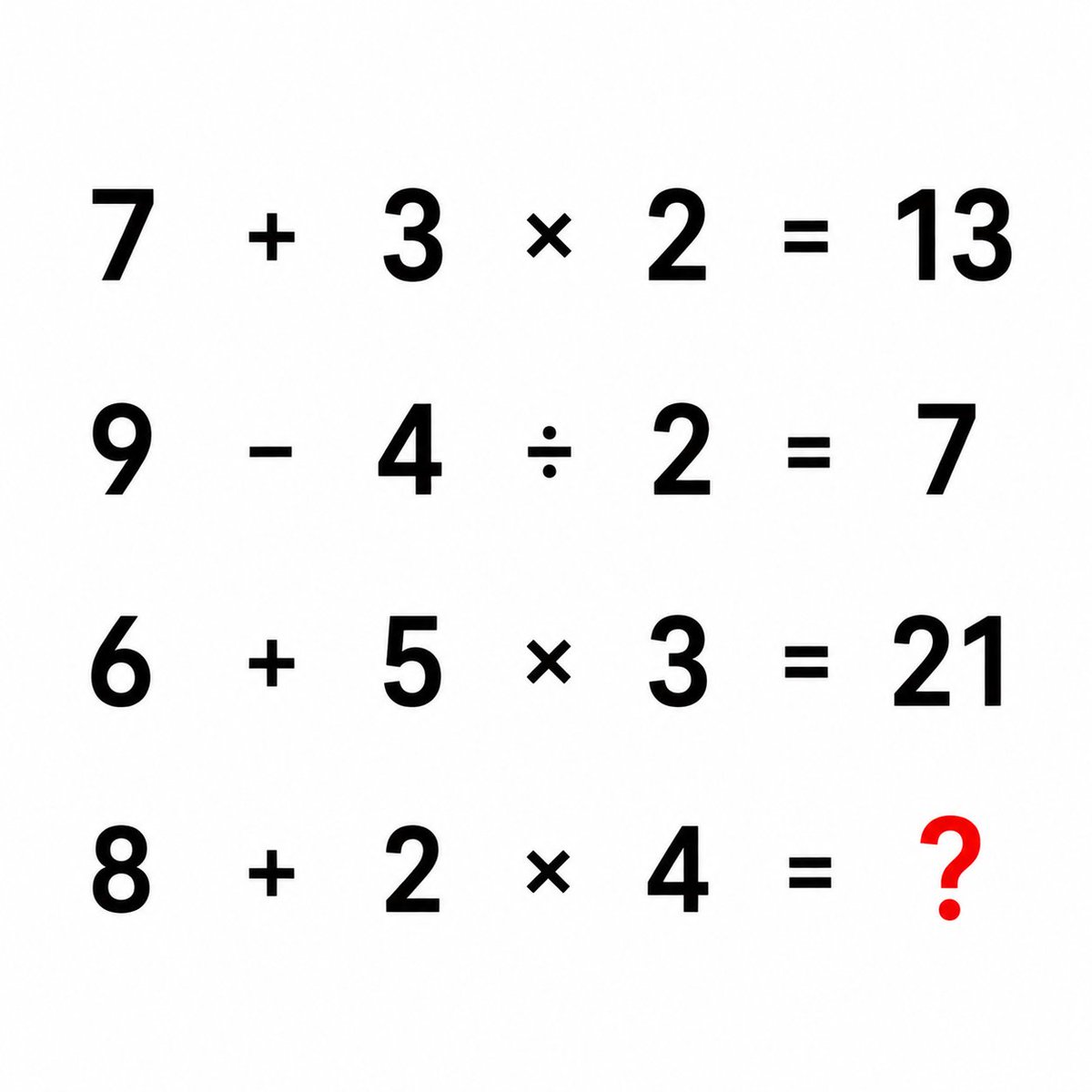 Hania_puzzle's tweet photo. A quick one for the math lovers.

No calculator needed for this.

Solve it as fast as you can. https://t.co/CvrEDcH41d