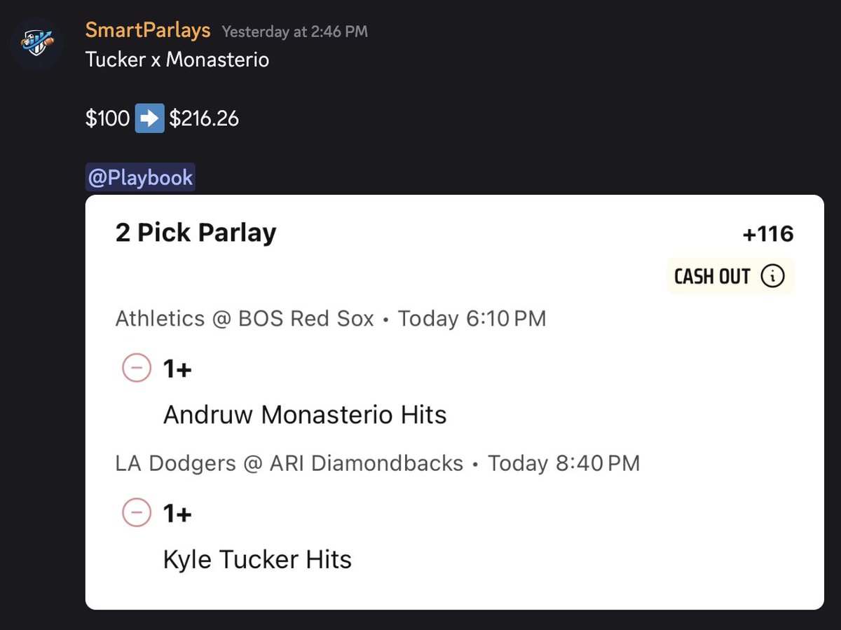smart_parlays's tweet photo. The Evening Hits Pair 💰

Andruw Monasterio 1+ Hits✅
Kyle Tucker 1+ Hits✅

💰Profit: $116.26
🏦ROI: 116%

Join VIP for a week for $1! Limited Time Offer

Use Code "1WEEK" on the weekly option👉https://t.co/DxPpAwmoyH https://t.co/BCtP1gSFti