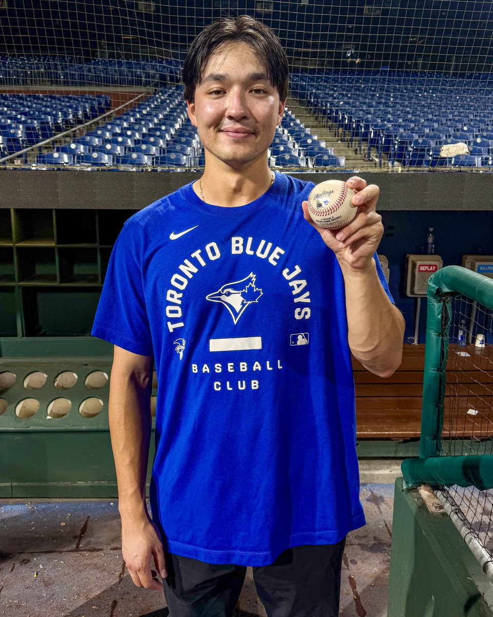 BlueJays's tweet photo. The baseball from Brett Bateman’s first Major League hit is going to his parents 😁 https://t.co/tZ3KfFvdq4