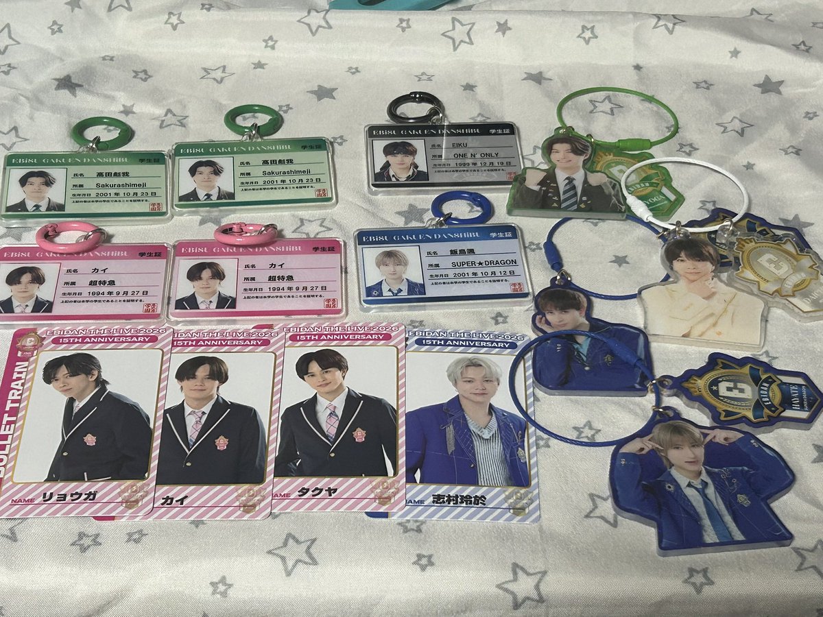dear_jinto's tweet photo. EBiDAN THE LIVE 2026 15th Anniversary  エビライ ランダムグッズ 交換 TeamA

求) 吉田  (マサヒロ、シューヤ、桜木)
 
譲)学生証:高田、EIKU、カイ、飯島/トレカ:リョウガ、カイ、タクヤ、志村/アクキー:高田、ジャン、飯島、塩﨑

吉田以外チーム異なる交換となりますがご了承ください
郵送のみ https://t.co/bPubqupvUW