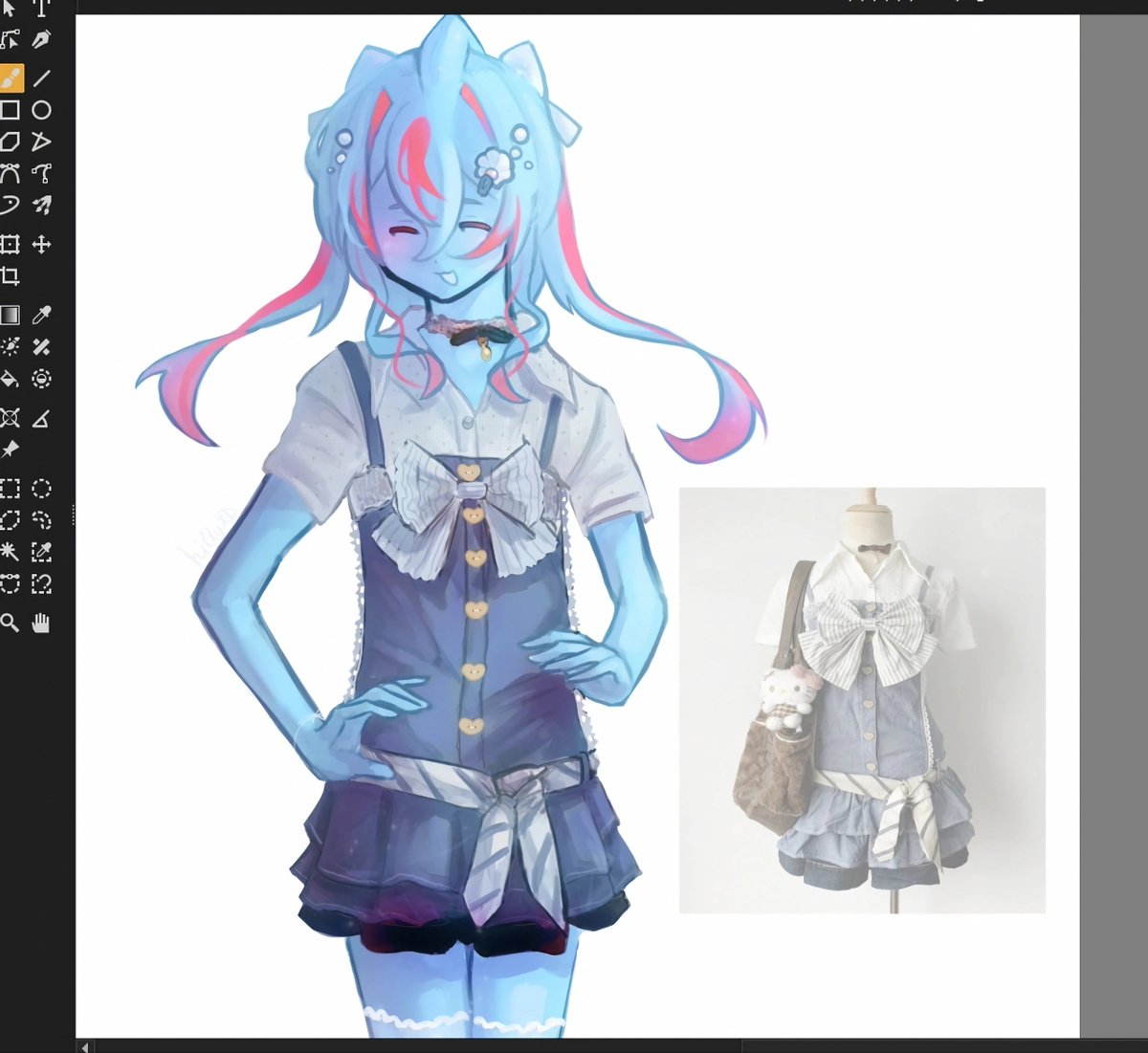 rinlact's tweet photo. just tryna draw clothes #dol9hinfanart https://t.co/7qay8tIVBS