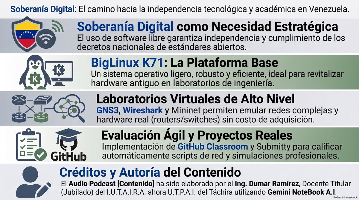 elconesvida's tweet photo. 🎙️ Nuevo podcast: Cómo enseñar Telecomunicaciones con Software Libre en Venezuela. BigLinux K71 + GNS3 = Laboratorio gratuito de altísimo nivel.
🎧 Escucha: https://t.co/Xino2MYTBv📖 Lee la guía completa: https://t.co/nHuH90bC2f https://t.co/ICzE0ByWJm