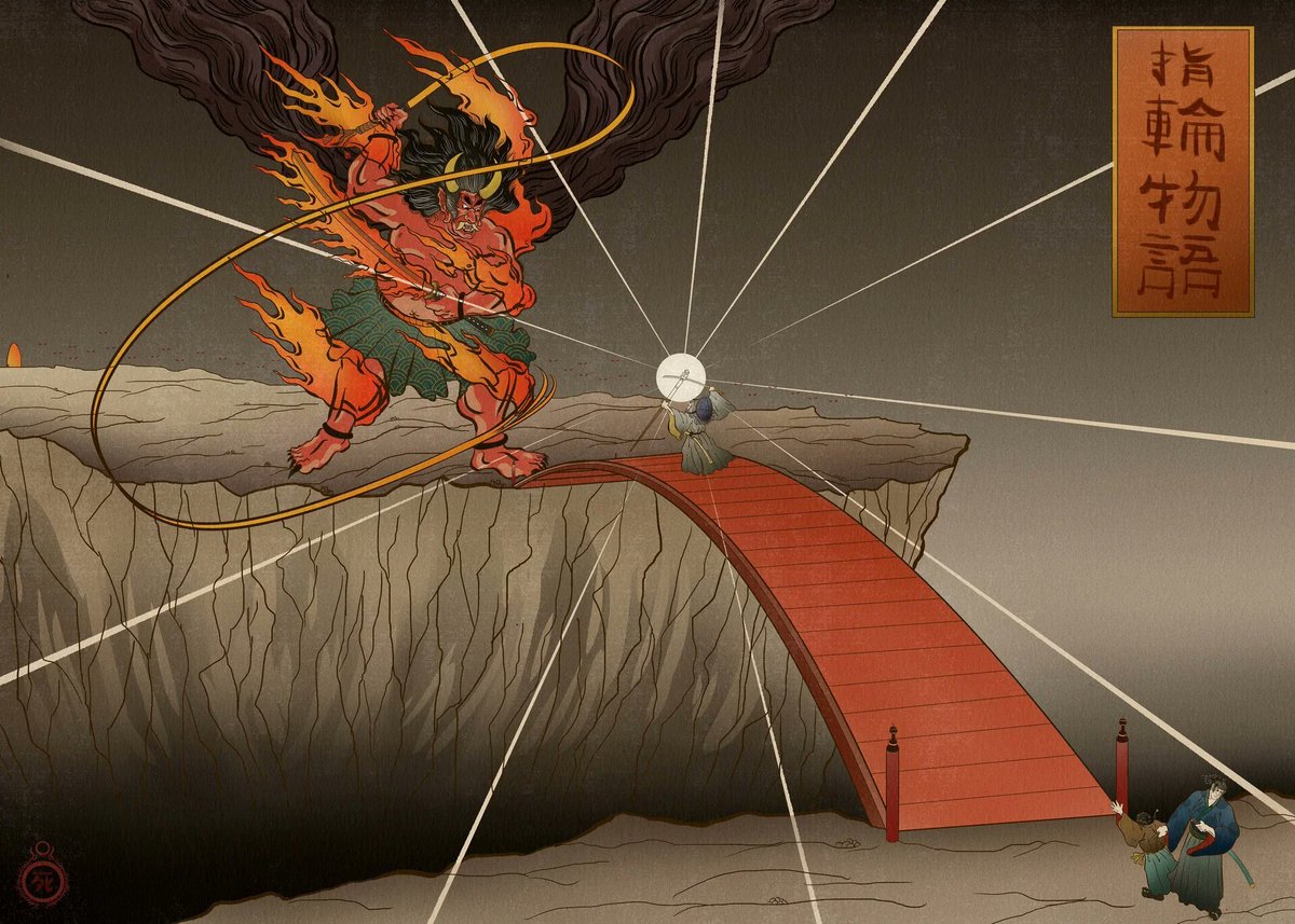 cartographer_s's tweet photo. Gandalf fighting the Balrog in a Japanese Ukiyo-e style https://t.co/yvipQknzoT
