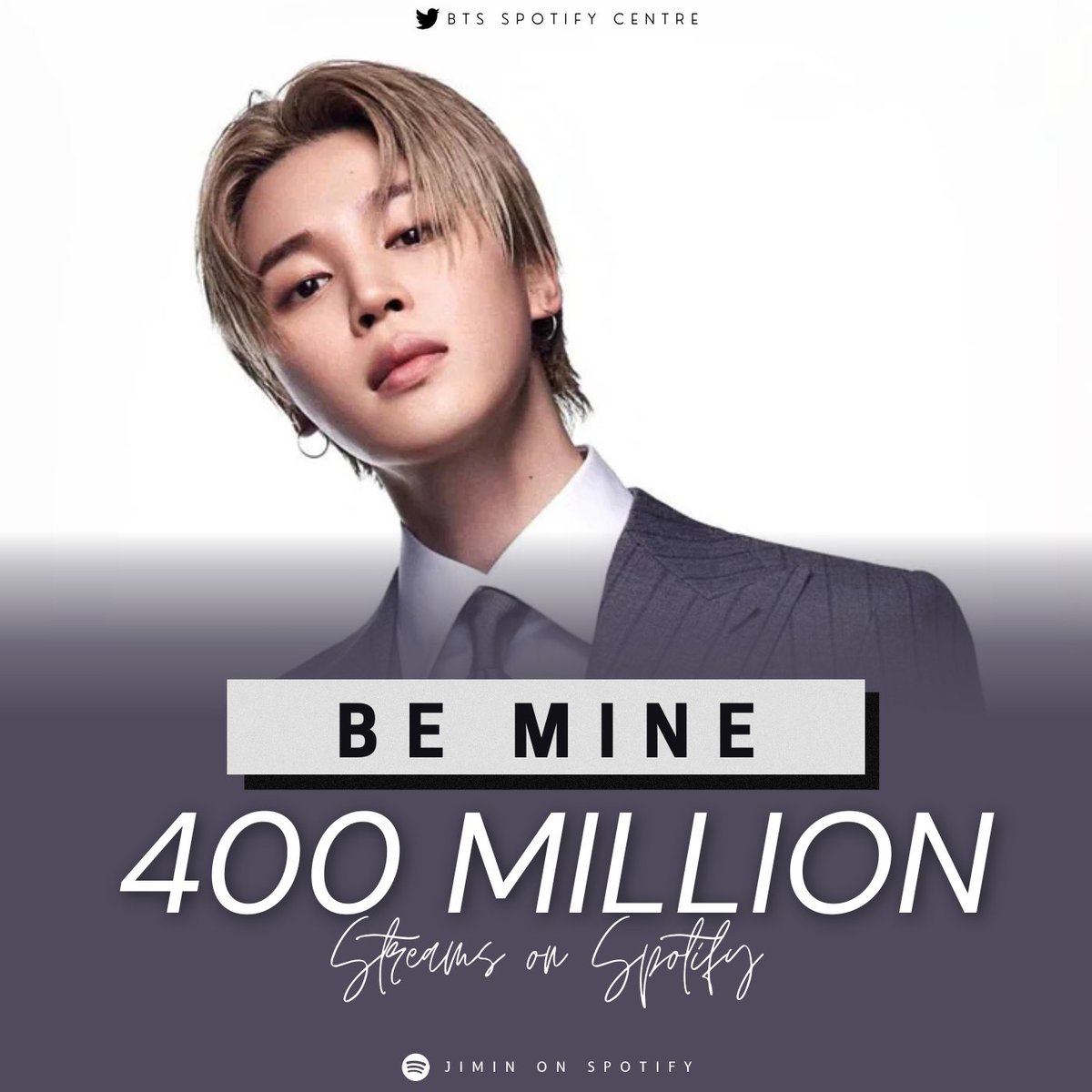 btspotifycentre's tweet photo. "Be Mine" by Jimin (@BTS_twt) has surpassed 400 MILLION streams on Spotify! https://t.co/5ZwVm6pycp