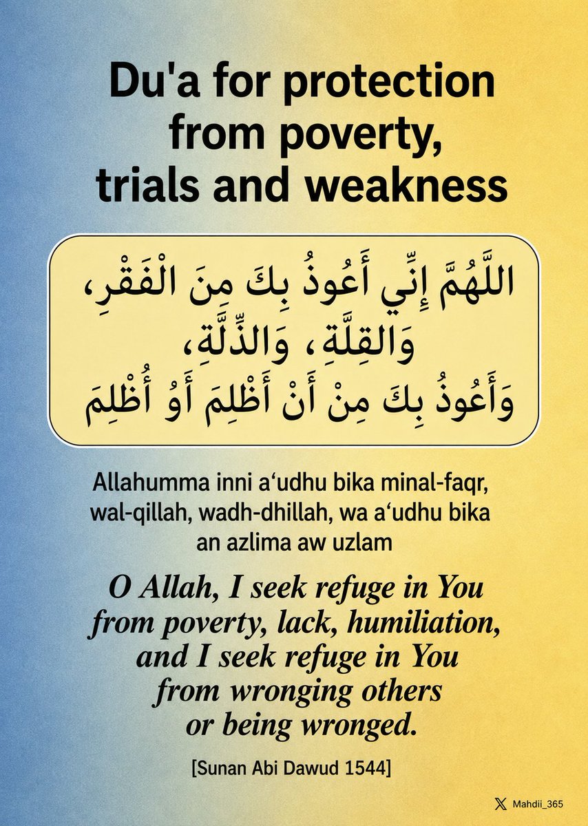 Mahdiii365's tweet photo. Du'a for protection from poverty: https://t.co/LfwYgfcCMm