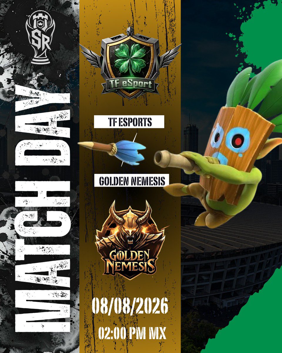 GoldenNeme19434's tweet photo. Pasó la página y llegó el momento de cobrar venganza en la arena. 😈🔥 Hoy nos medimos nuevamente ante TF Esports en la liga @SXRKING_LEAGUE
Venimos con más hambre de victoria, la estrategia lista y el objetivo claro.
¡A darlo todo por el escudo! ⚔️👑
#GoldenNemesis #SXRKING #ClashRoyale