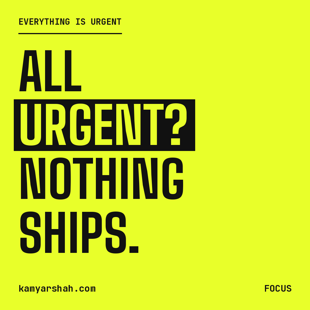 FractionalExecs's tweet photo. A productivity consultant optimizes your calendar. That doesn't help when everything's urgent and nothing ships. The fix is a ranking that survives the week. How to prioritize under pressure: https://t.co/Z1xIpNxX0T

#Prioritization #Productivity #FounderFocus #KamyarShah #WCG #VWCG