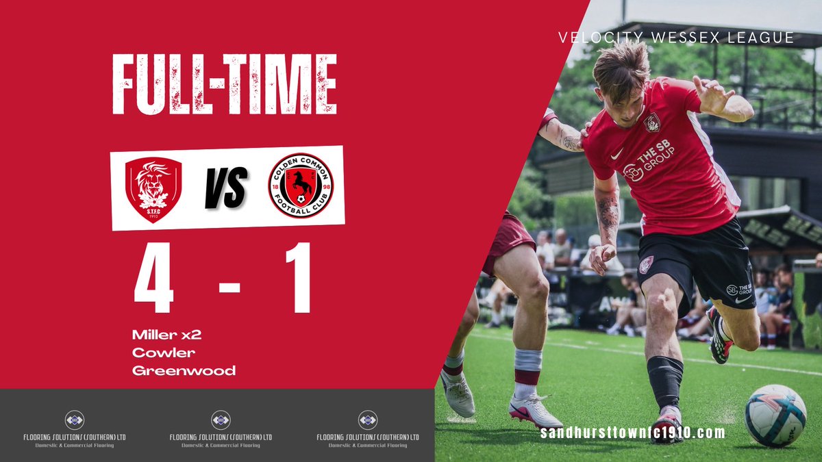 Sandhursttownfc's tweet photo. Full time here at bottom meadow as your fizzers win again continuing their convincing start to the league campaign 🔴⚪️ 👏 #wessexleague https://t.co/tVx0vqTyg4