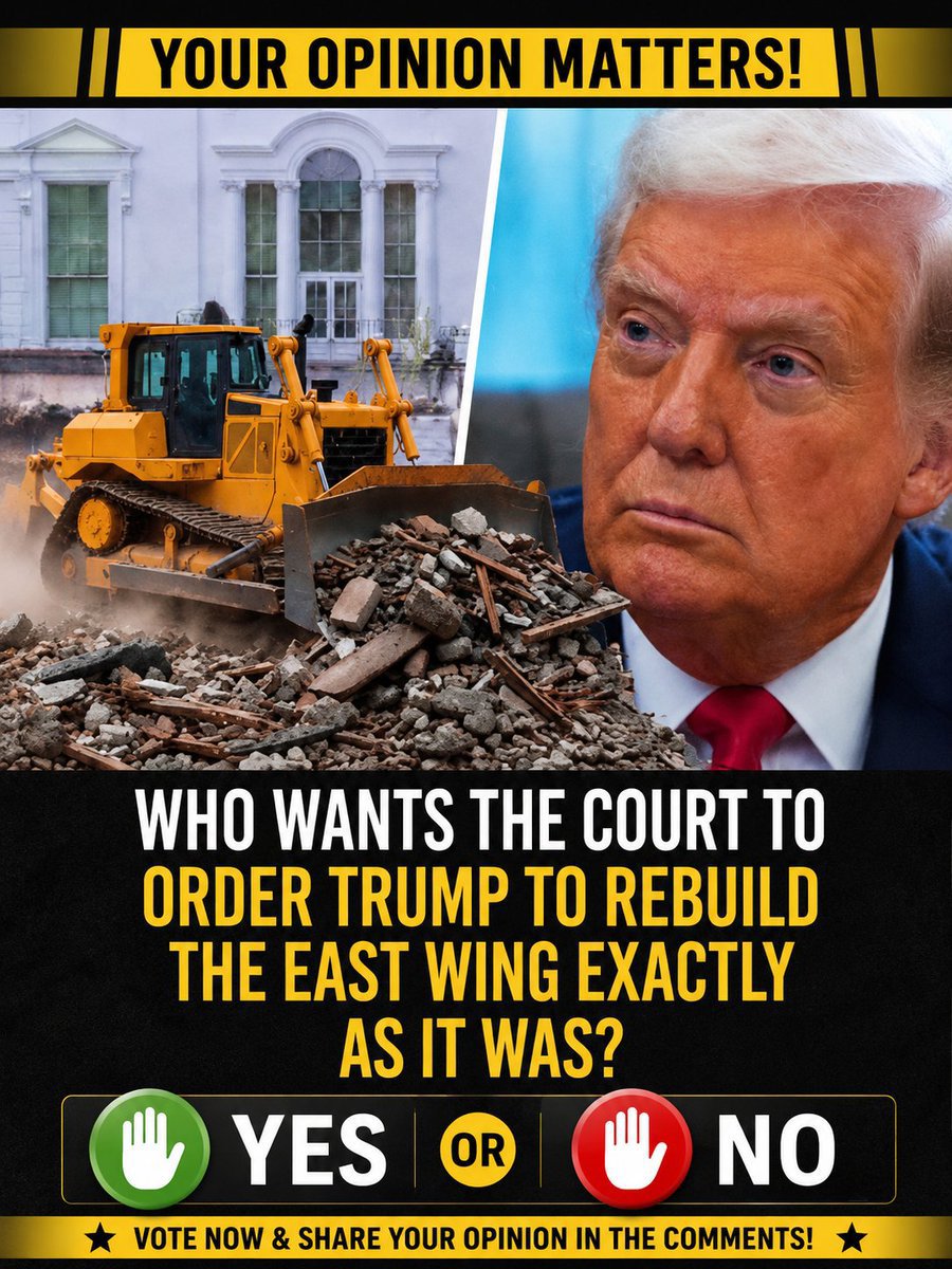 Proudarmyb6's tweet photo. Do you think the White House East Wing should be rebuilt exactly as it was before any changes?
🅰️ Yes
🅱️ No https://t.co/Zgd8sXa0u3