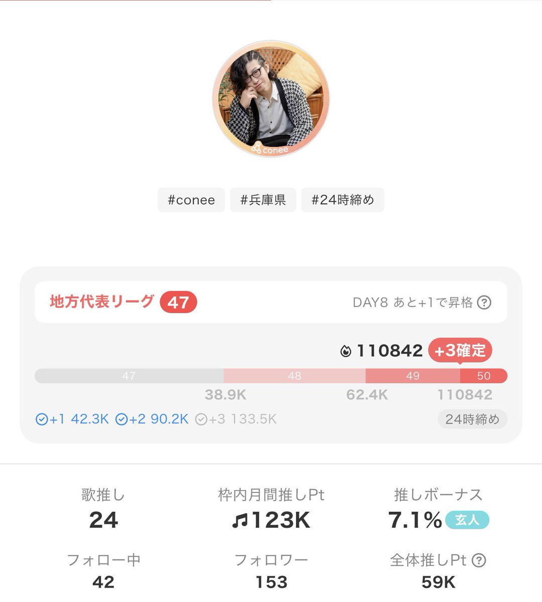 tech109916's tweet photo. リーグ50、ようやくここまで来る事ができました、これもいつも応援してくれているみなさんのおかげです✨
何度も諦めそうになったり、挫けそうになったけど、続けて来て良かったなと本当に思う、感謝しかないです。
もっと歌もライバーとしてもレベルアップ頑張ります！！
ありがとうm(_ _)m https://t.co/UNY3d6vnvJ