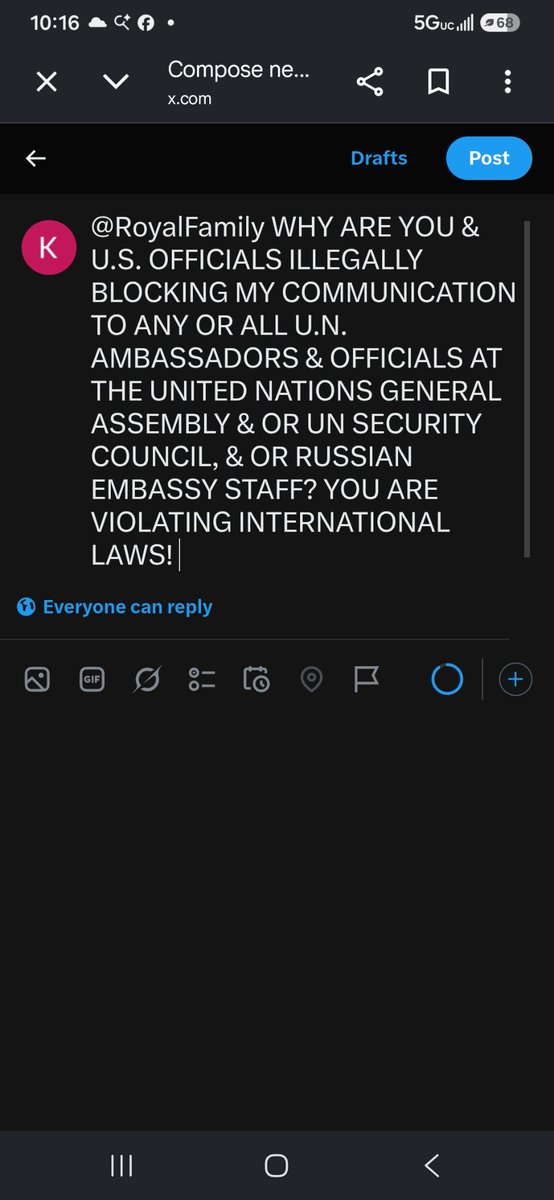 kick56497's tweet photo. @FBIDirectorKash WHY ARE YOU ILLEGALLY BLOCKING MY ABILITY TO CALL THE UNITED NATIONS GENERAL ASSEMBLY &amp; OR UN. SECURITY COUNCIL, &amp; OR THE RUSSIAN EMBASSY, &amp; OR RUSSIAN CONSULATE, &amp; OR RUSSIAN DUMA? https://t.co/qfIs0Hh4PG