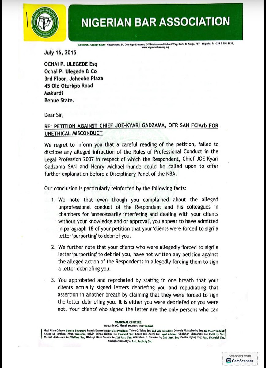 dnnams's tweet photo. There has been considerable commentary following the recent LPDC decision involving Chief J.K. Gadzama, SAN.
What many may not know is that, in 2015, the NBA considered an earlier petition arising from substantially the same underlying dispute and declined to take it further. https://t.co/FLUZML8p80