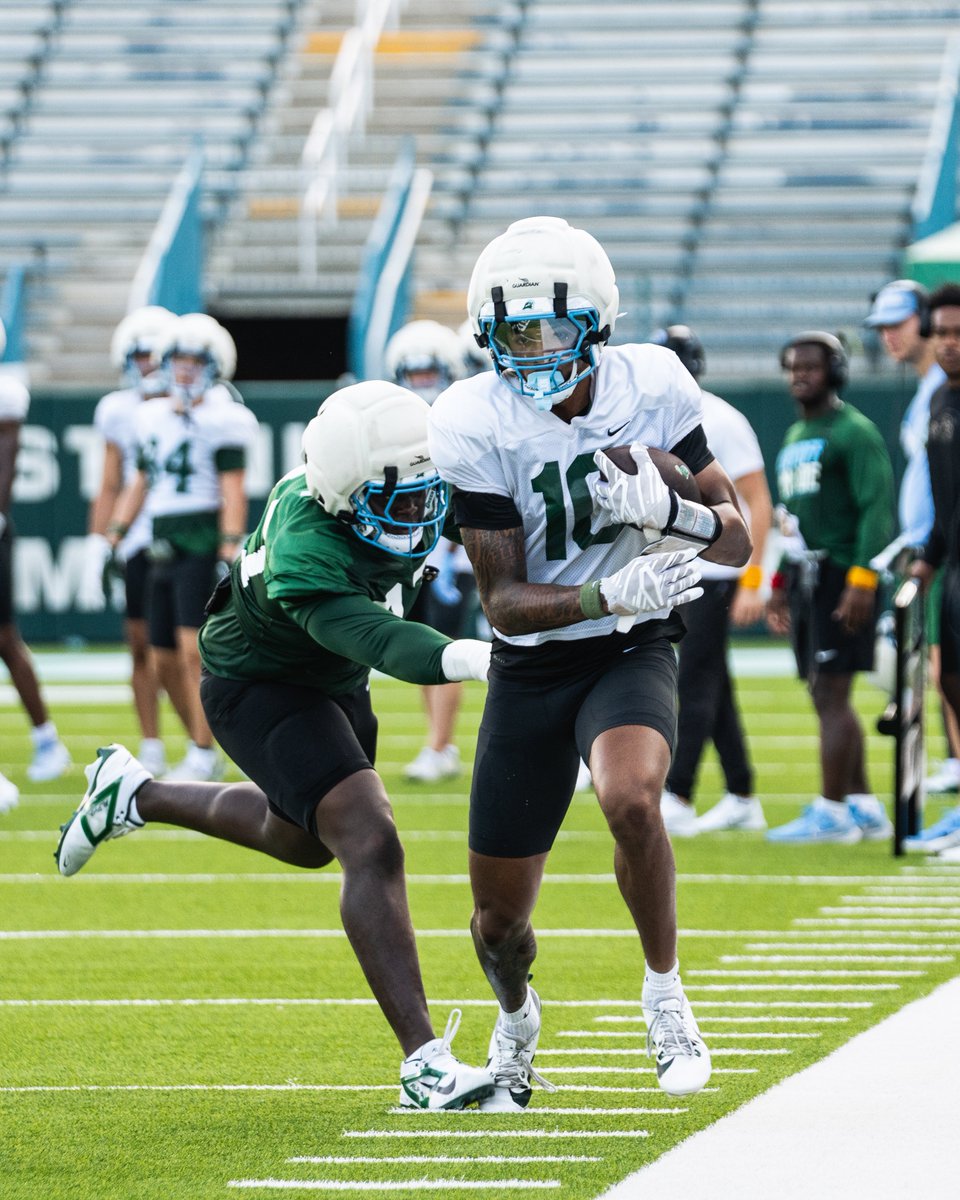 GreenWaveFB's tweet photo. A little weather can’t stop us! 

#UptownFootball | #AIE https://t.co/3Fe5DSyZjH