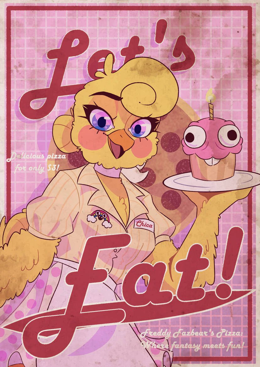 BigChezArt's tweet photo. HAPPY #FNAF12thAnniversary !! 🥳🥳🍕🧁
#fnaf #chica #fanart https://t.co/L5GRVxTfER