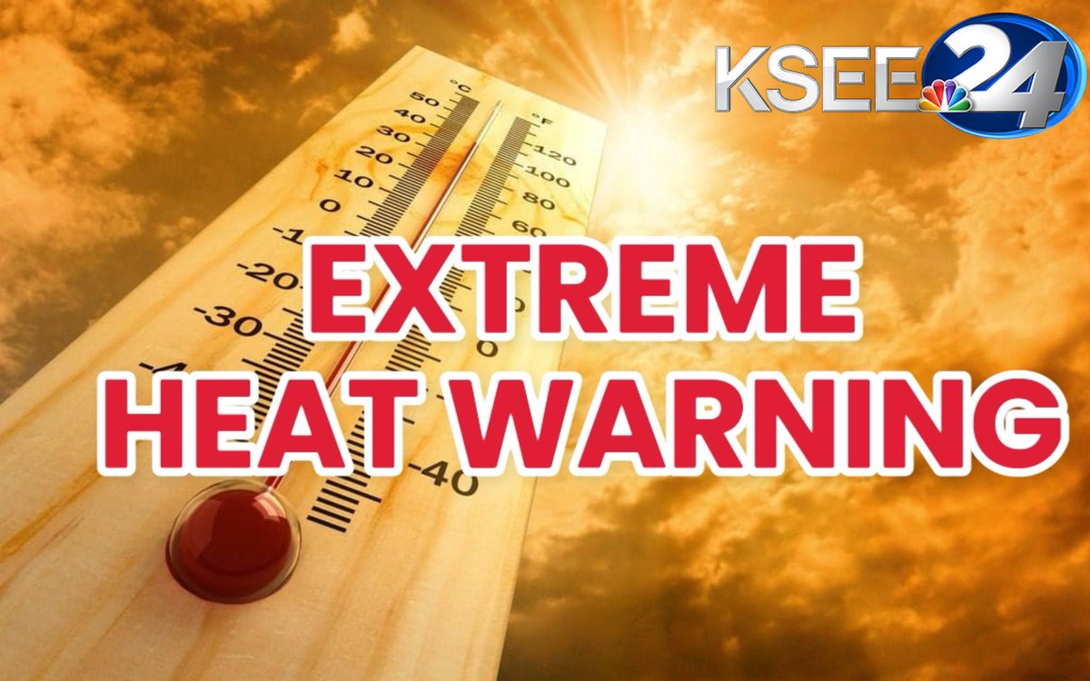ReubenKSEE24's tweet photo. #UPDATE Heat Advisory upgraded to an Extreme Heat Warning. Now In effect for the entire Central Valley until Monday 8 p.m.

High temperatures will be from 105 to 110 degrees with multiple days of Major Heat Risk.

#Heat #CAHeat #CAWX #HeatWave #Fresno #CentralValley #California https://t.co/ksaOLLZjjA