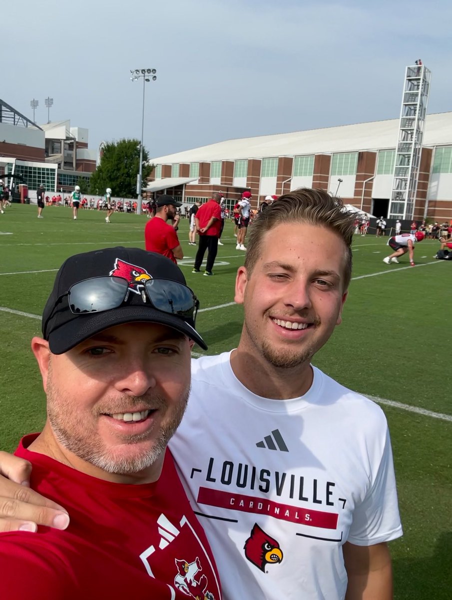 Brohm_Brady's tweet photo. Reunited! Go Cards! @CoachNateUofL https://t.co/F7LwYEUXAA