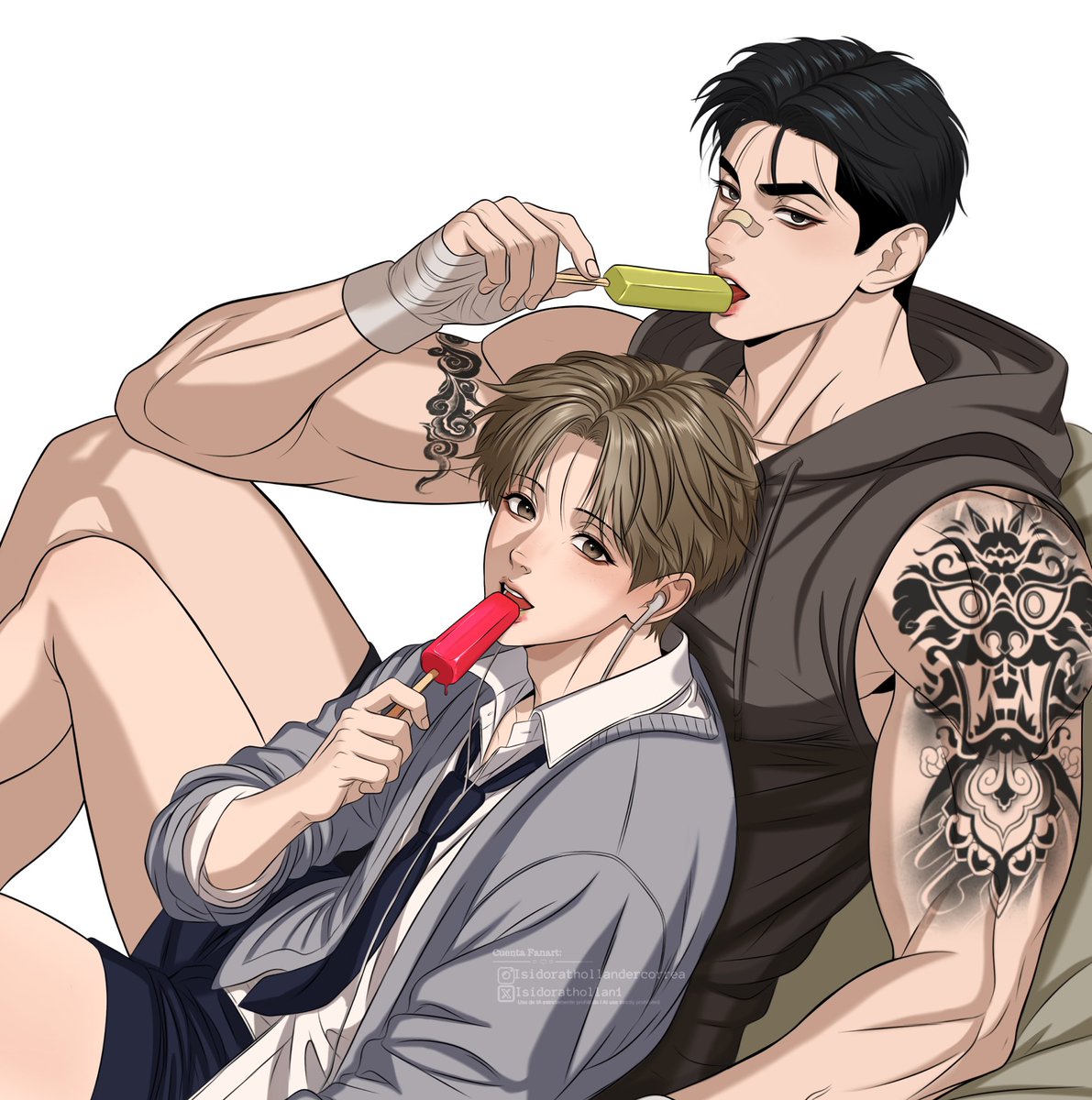 Isidorathollan1's tweet photo. Jaekyung y Dan disfrutando un día de verano☀️🍈🍓🐺🐹🍦💕

#징크스  #Jinxmanhwa #JINX https://t.co/hGvZXh9olq