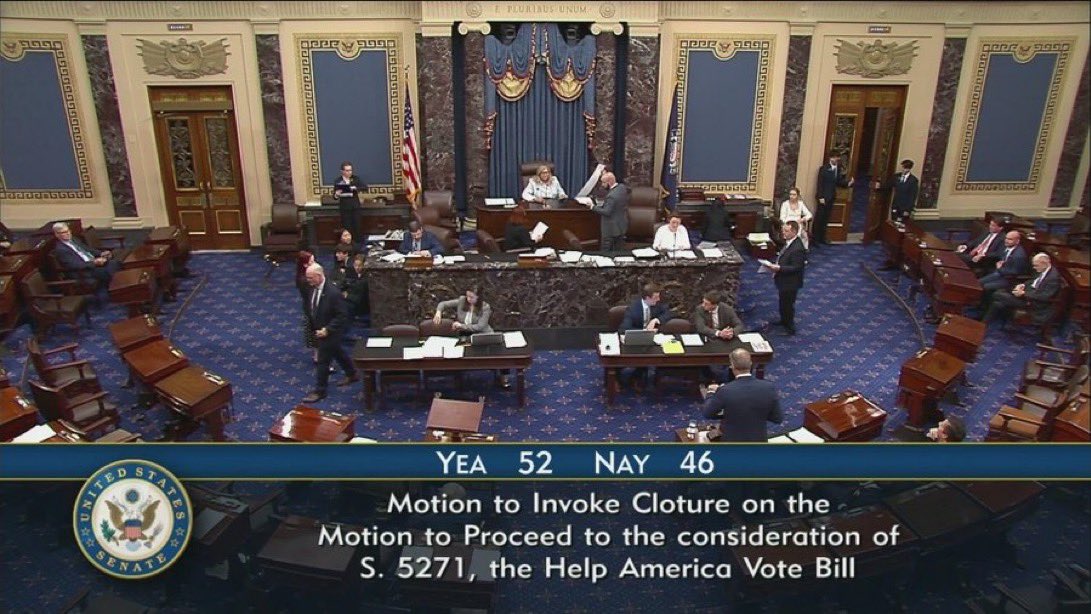 RippleXrpie's tweet photo. 🚨BREAKING: 🇺🇸 The U.S. Senate voted on a motion to invoke cloture on a bill that would mandate the use of Voter ID in elections.

Democrats voted AGAINST it. https://t.co/3qcVGIfmiu