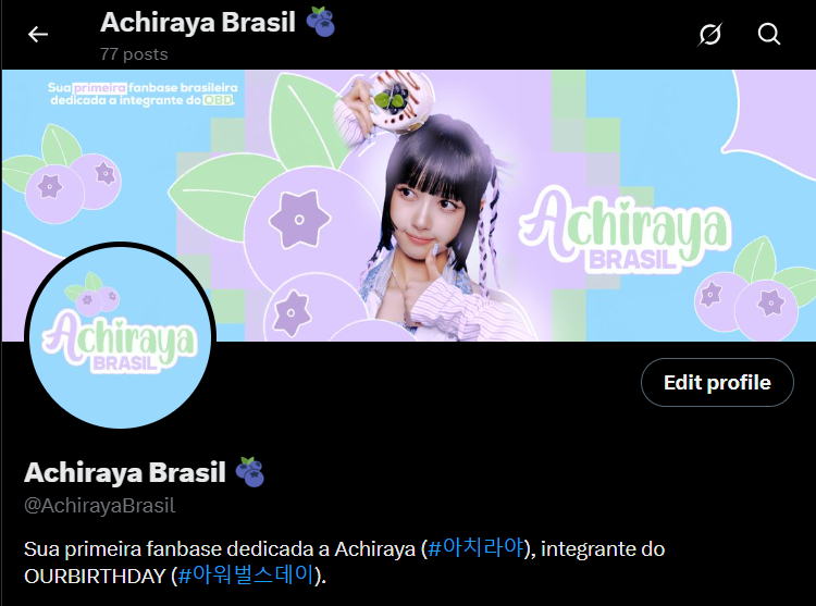 AchirayaBrasil's tweet photo. 🫐E essa carinha nova? A fanbase está pronta para o debut do OURBIRTHDAY graças ao trabalho maravilhoso do @rockystudiox https://t.co/QtWjvPwW1y