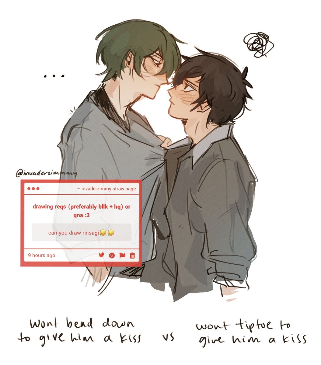 invaderzimmmy's tweet photo. the concept of fighting over who initiates the kiss #rnis #rinsagi https://t.co/8P1uHT4NnL