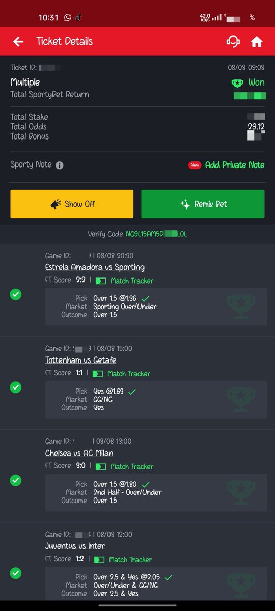 Granoye's tweet photo. W's in the Twinnies chat 🎉🎉🎉🎉🎉

29 odds ✅✅
2 odds ✅✅

Big winning guys🤪😜💹💹

Congratulations 🎉🎉🎉 https://t.co/CJjjTzlZBt