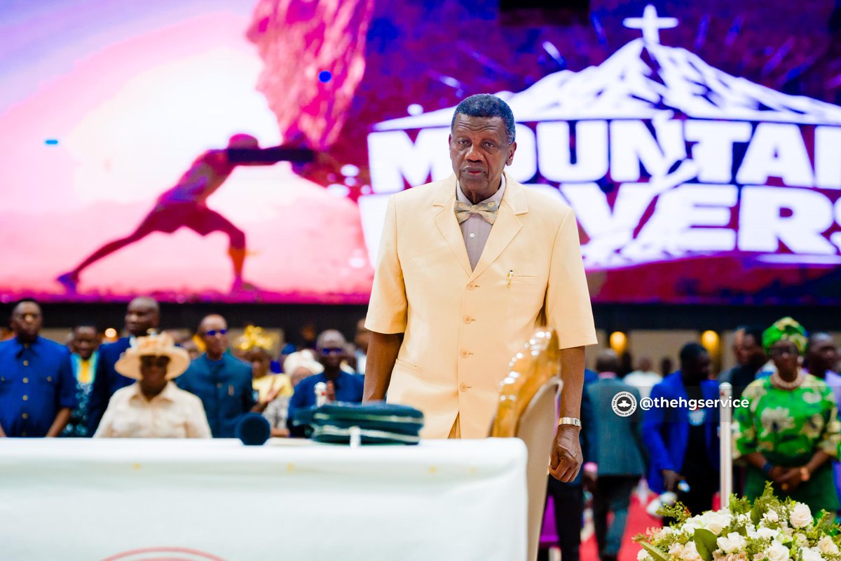 TheHGService's tweet photo. Ministering: Pastor E.A Adeboye 
Topic: The Power Within
Text: Ephesians 3:20-21

Originally we were mud, Genesis 2:7, until God gave His breath of life.

There is something in you that can make you different from the dust of the earth, Ecclesiastes 12:7.

When the Holy Spirit goes out of any man, what is left is dust. As long as the power remains there, you have life.

When that power comes into you, you can move any mountain, 1 John 4:4, because the one in you is greater than the one in the world.

- Pastor Adeboye 

Day 6
Holy Communion & Anointing Service

#MountainMovers
#HolyGhostConvention2026
#RCCG