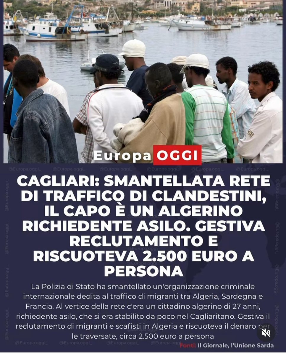 ESionis48158's tweet photo. #PHANTOM operazione #antimafia condotta dal Sost Procuratore Danilo Tronci della DDA di Cagliari con lo SCO e squadra mobile: smantellata organizzazione criminale traffico esseri umani con a capo un algerino richiedente asilo
La risorsa richiedente asilo esigeva €2500 pro capite https://t.co/481nuPR3mk