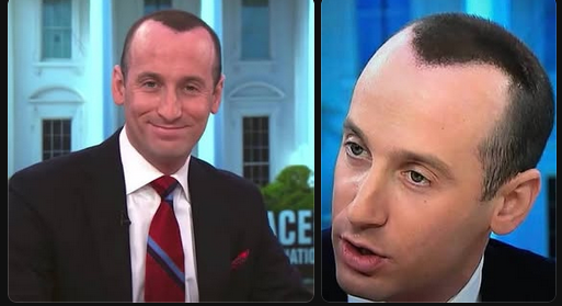 AntiquarianMuse's tweet photo. Remember when Stephen Miller sprayed fake hair on his head to do an interview? Of course you do! 😂 https://t.co/COkHKm1Etl