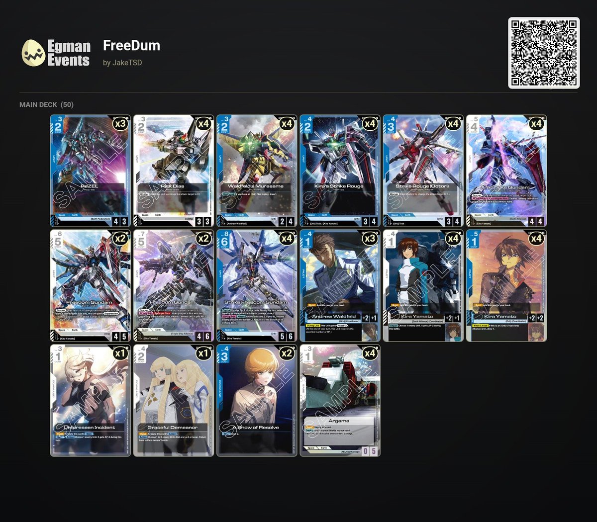 Jake_TSD's tweet photo. 3-0 to 3-2 🤦‍♂️missed played big time in g5 and g4 I dont think i miss played, just saw 0 top end other than 2 Freedom Gundam and not 1 base. So close but so far away.
MUs:
🔴⚪️ MF ✅️
🔴⚪️ Zaft Blocker✅️
🔴⚪️MF✅️
🔴⚪️ MF❎️
🔵⚪️Freedom blocker❎️
#GCG #GundamCardGame #NewTypeChallenge