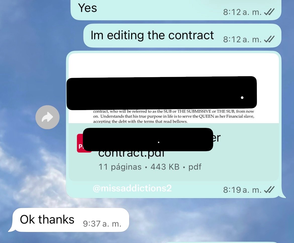 MissAddictions2's tweet photo. Another sub that is going to sign a contract with me… 🔥 his destiny is now in my hands… 😈 findom kink paypig chastity sissy https://t.co/irpRD5xvHS