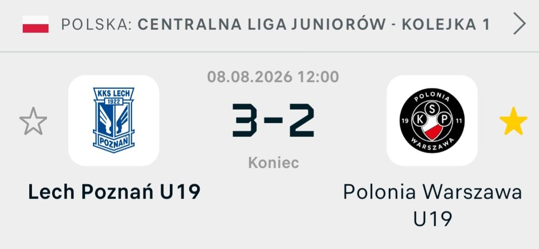 mmistew's tweet photo. W pierwszej kolejce nowego sezonu CLJ niestety przegrywamy mimo prowadzenia do przerwy 2:0. Bramki zdobyli Maxwell i Dziewa. https://t.co/E8cD3C7fpS