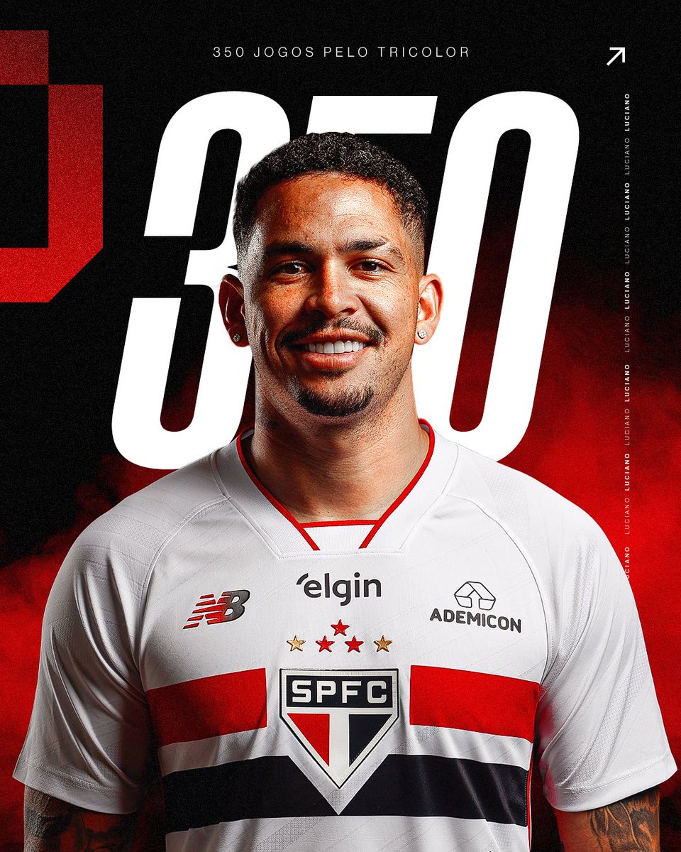SaoPauloFC's tweet photo. 3️⃣5️⃣0️⃣ jogos de Luciano pelo Tricolor!

#VamosSãoPaulo 🇾🇪 https://t.co/2GucUBdm6k