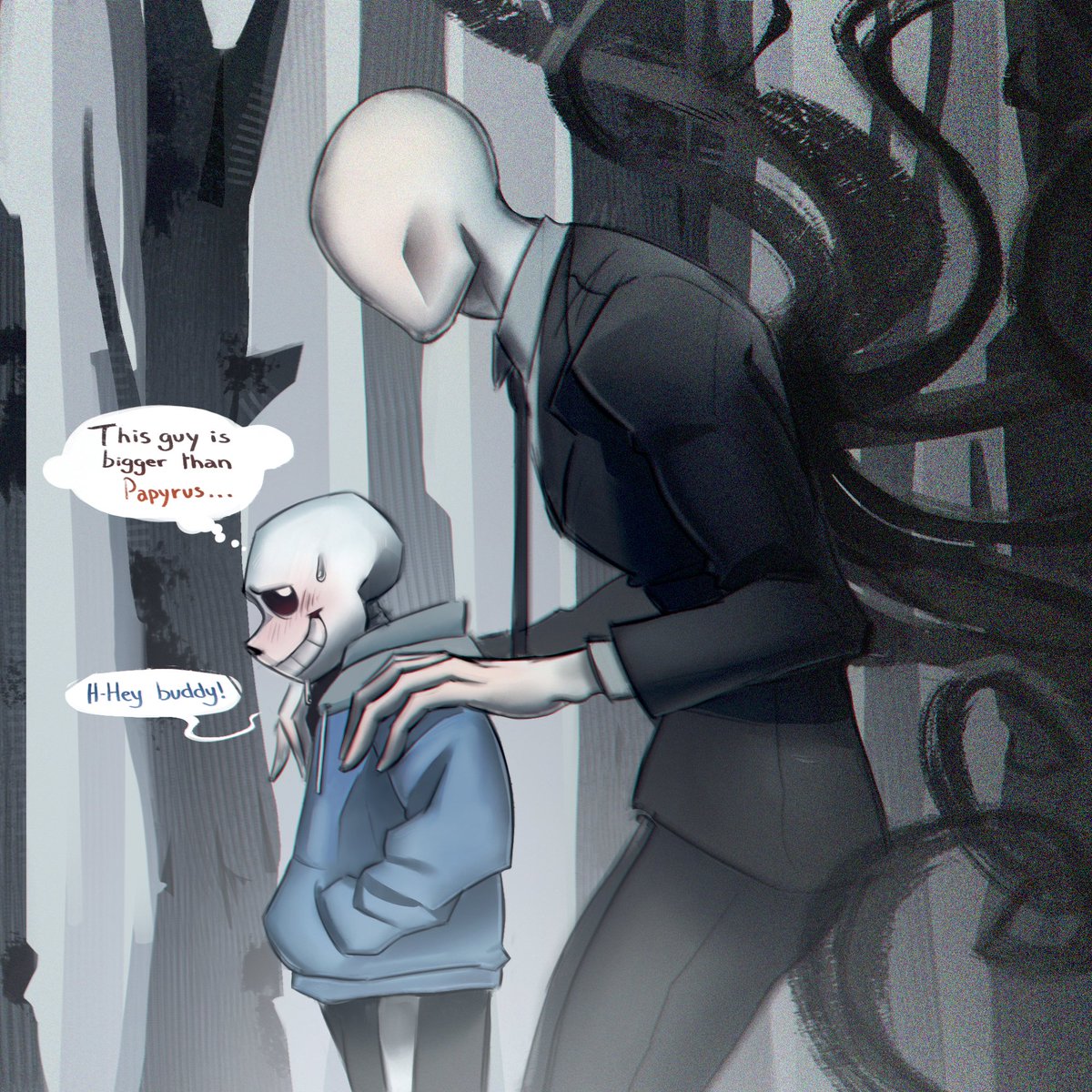 WeirdWindow's tweet photo. I've become a victim to this random ass ship 
Thank you @fierdefyam for all the gorgeous art

#undertale #creepypasta 
#sans https://t.co/6WimO6Aiwj