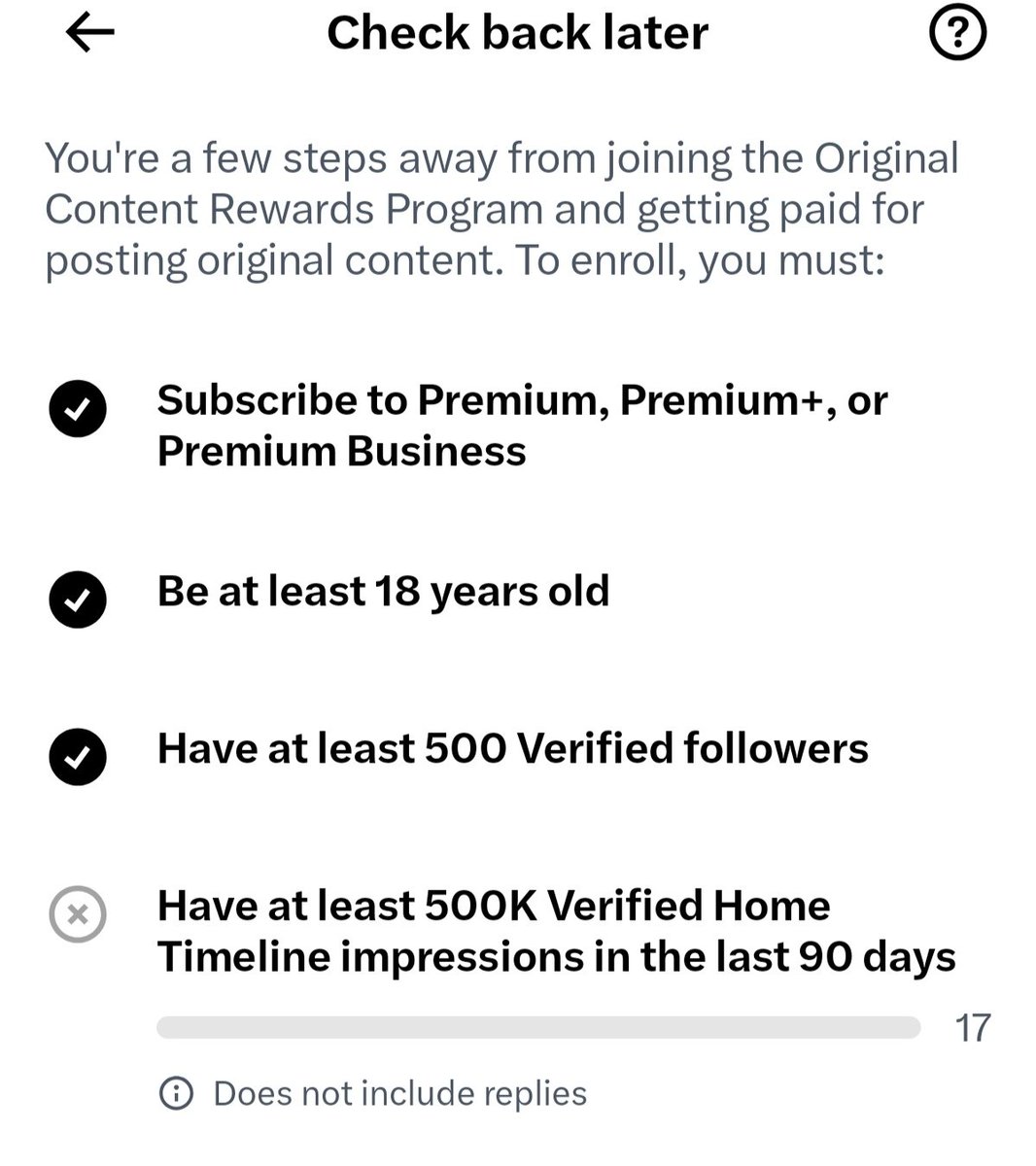 web3_farhan's tweet photo. 𝕏 has change her creators criteria system.🥲💔
 This criteria is very  impactful and critical.He needs verified person https://t.co/KLvoDShsYh you know? How much verifide impression? minimum 500k. If you fulfill this criteria. You deserve next stage. Don’t worry,carry on 😉🙃🙂 https://t.co/zPsT430LQT