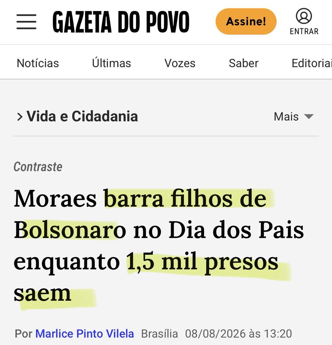 thigagliasso's tweet photo. Hoje o Deus Sol não permitiu que os filhos do Bolsonaro vejam o pai, preso injustamente, no DIA DOS PAIS. 
Essa semana, aproximadamente 1500 criminosos conseguiram uma saidinha de dia dos pais no DF.
Em 2018, a “justiça” brasileira deixou a Suzane Von Richthofen, que mandou matar os pais, sair no dia dos pais. 
O Brasil é o país da loucura e psicopatia.