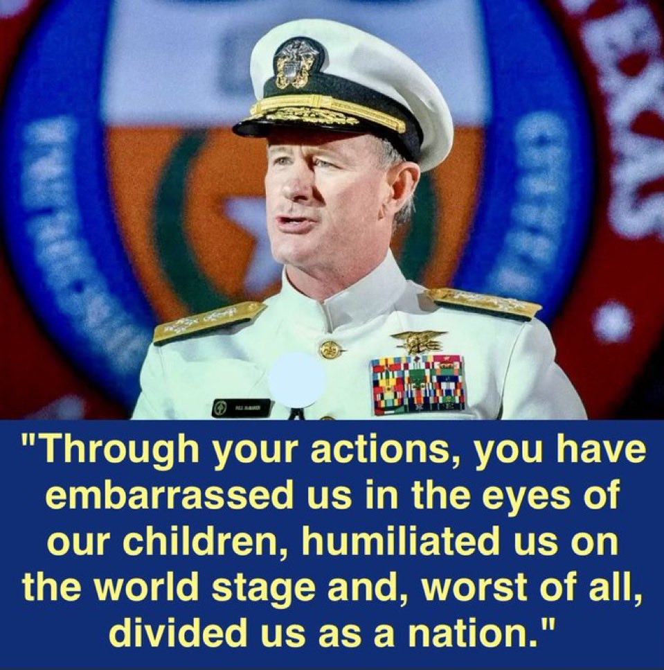 bluhue123's tweet photo. Admiral and former Navy SEAL William McRaven on Donald Trump: 

Raise Your Hand ✋ If You STAND With Admiral McRaven https://t.co/SyePqT0lJW