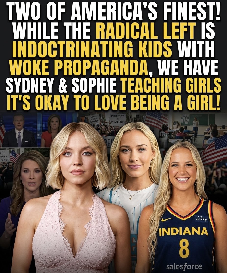 Laurenarchived1's tweet photo. The radical left keeps pushing kids to question gender, while women like Sydney Sweeney and Sophie Cunningham are showing young girls that there’s nothing wrong with being proud to be a girl. It’s normal, and it shouldn’t be controversial. https://t.co/Eed1YGugor