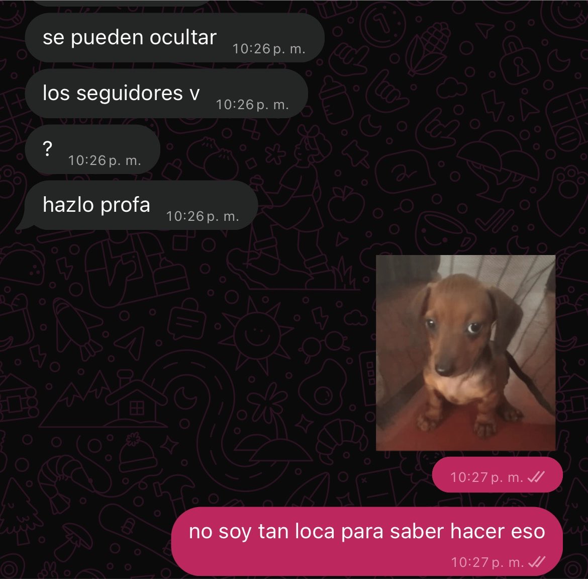 ximsprn's tweet photo. iba a subir el trend de chat d bfs pero como que el chat con juan está bien raro https://t.co/YqsSC71mHq