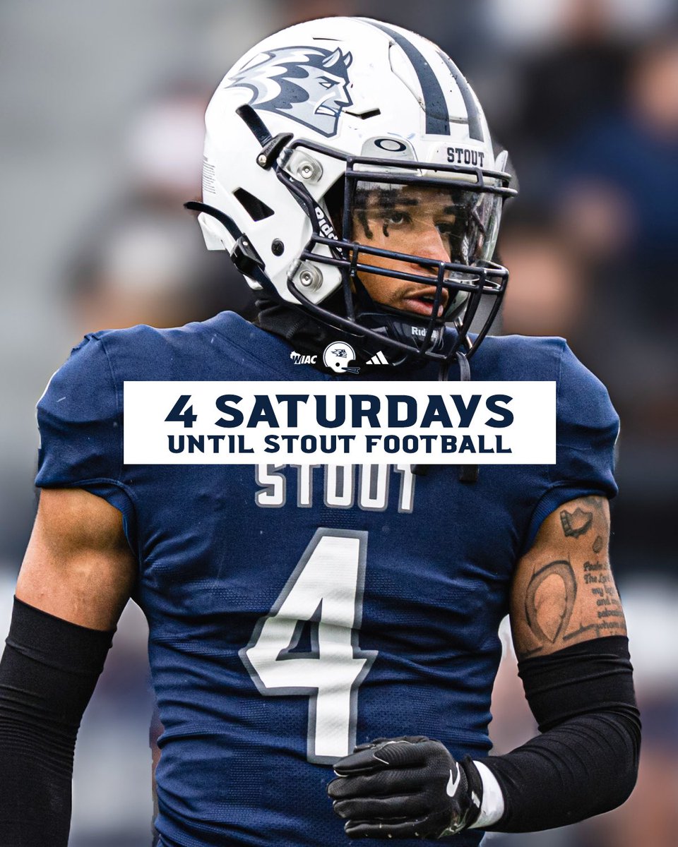 UWStoutFootball's tweet photo. 4️⃣ Saturdays until Stout Football!

#TPC https://t.co/Gql5C6mm9a