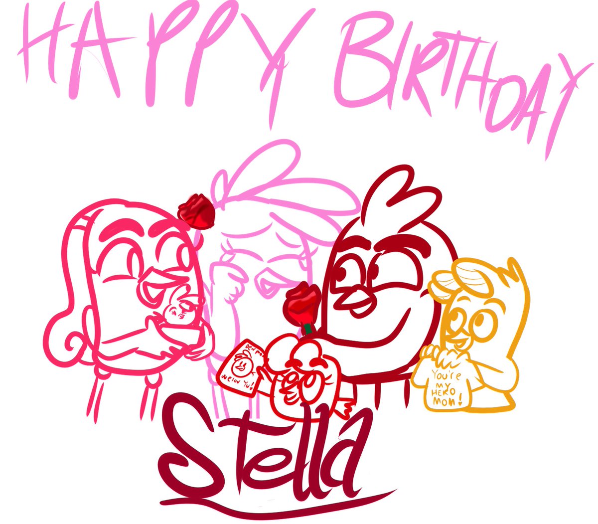 Markeyiszra's tweet photo. The Redella family celebrate their favorite pink mother birthday #angrybirds #angrybirdstella #angrybirdsred #theangrybirdsmovie #redella #angrybird https://t.co/Ioyu0GnOVh