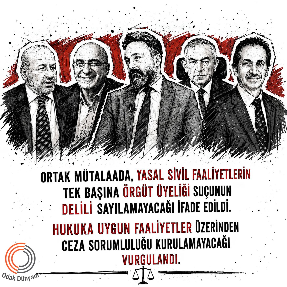 Kenan7308941's tweet photo. Ortak mütalaada, yasal sivil faaliyetlerin tek başına örgüt üyeliği suçunun delili sayılamayacağı ifade edildi.

Hukuka uygun faaliyetler üzerinden ceza sorumluluğu kurulamayacağı vurgulandı.

Hukukİçin OrtakÇağrı https://t.co/7hqm5mIhhD